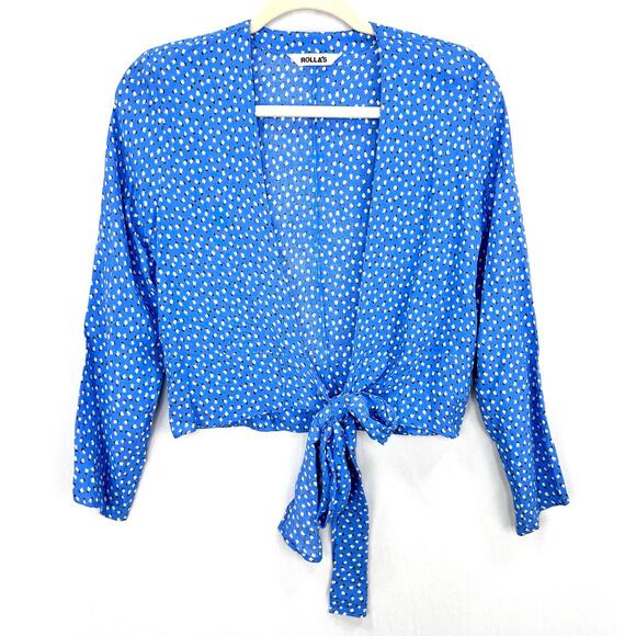 Rolla’s Delilah Floral Wrap Top in French Blue Women’s Size Medium - Picture 2 of 9